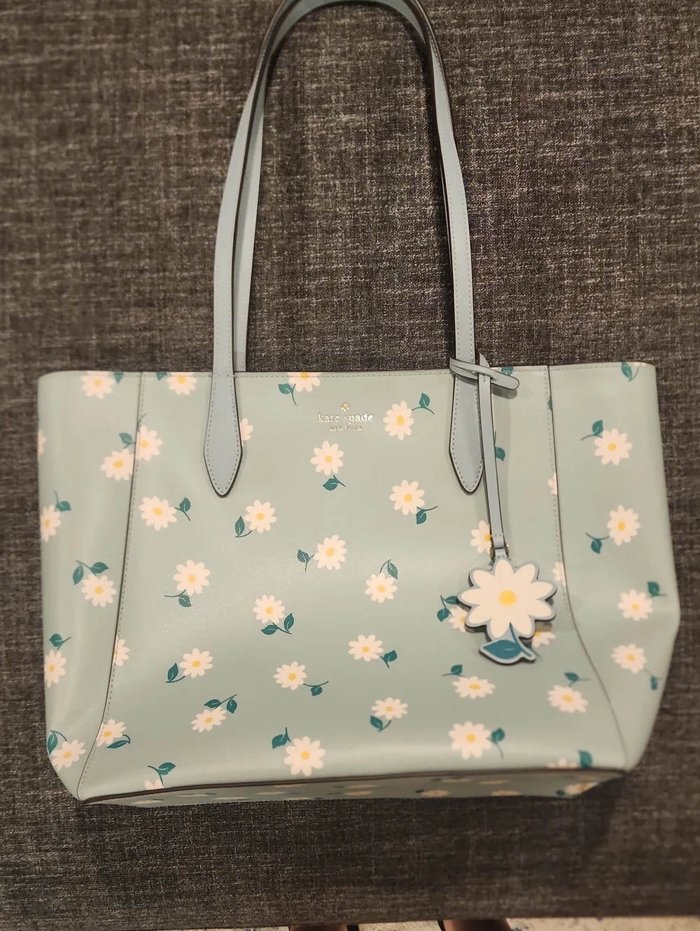 kate spade pastel mint daisy-print tote
